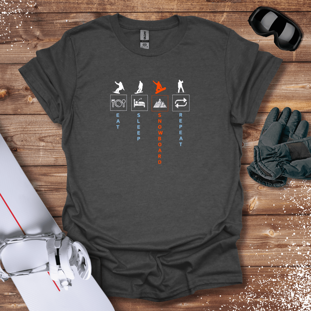 T-Shirt Dark Heather / S Eat, Sleep, Snowboard, Repeat T-Shirt