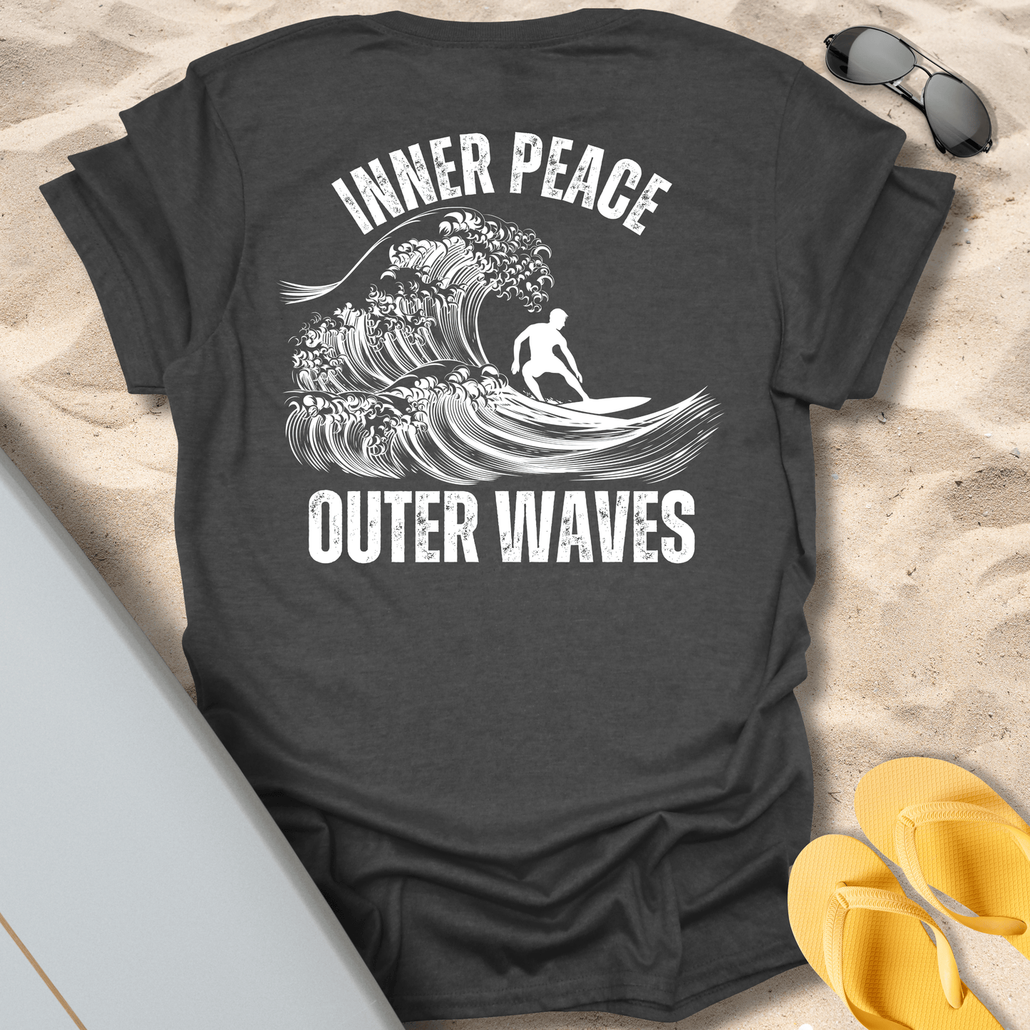 T-Shirt Dark Heather / S Inner Peace, Outer Waves T-Shirt