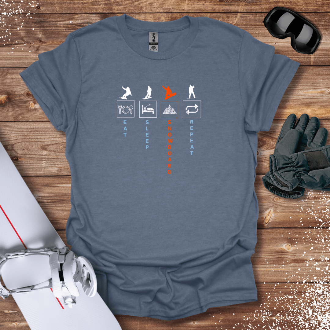 T-Shirt Heather Indigo / S Eat, Sleep, Snowboard, Repeat T-Shirt