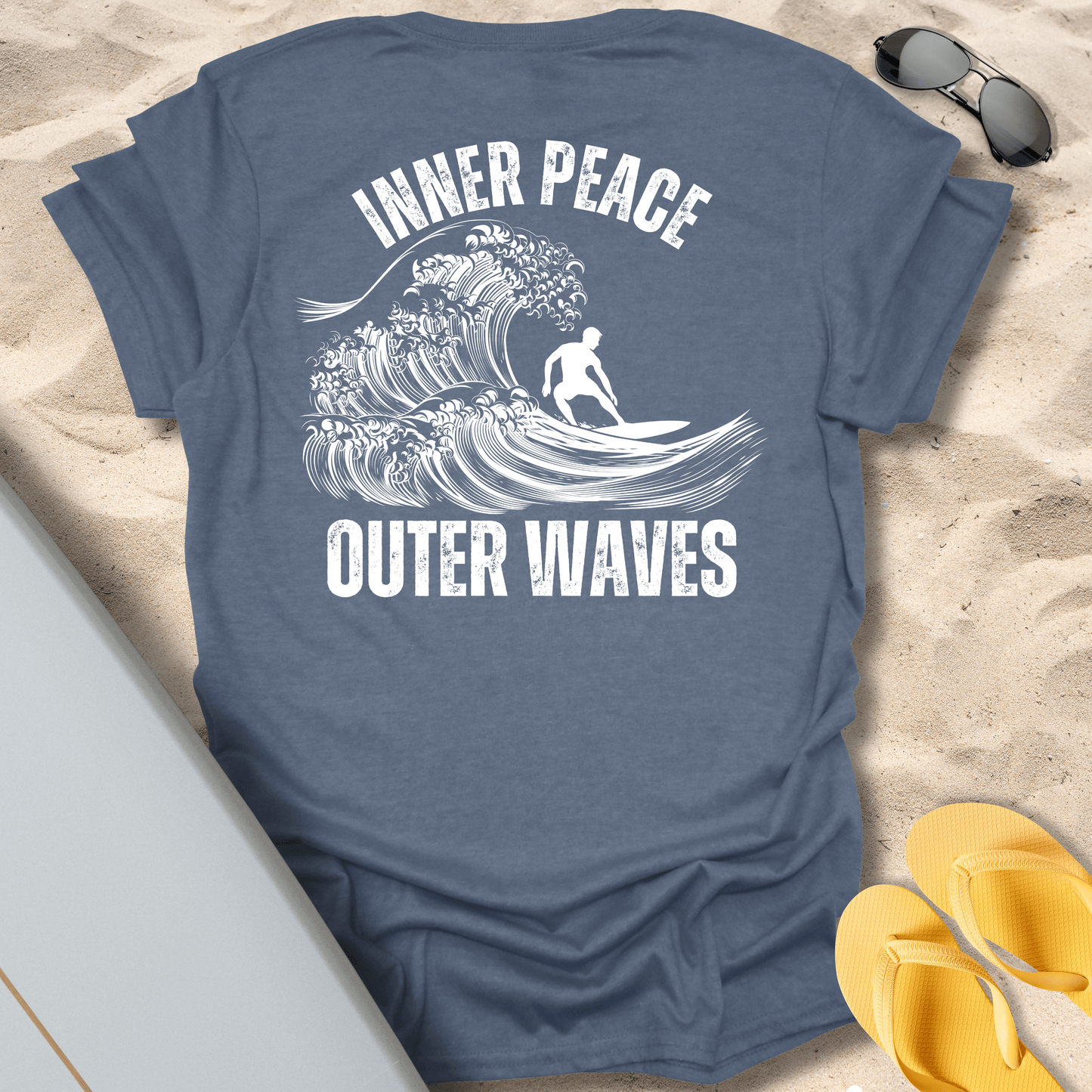 T-Shirt Heather Indigo / S Inner Peace, Outer Waves T-Shirt