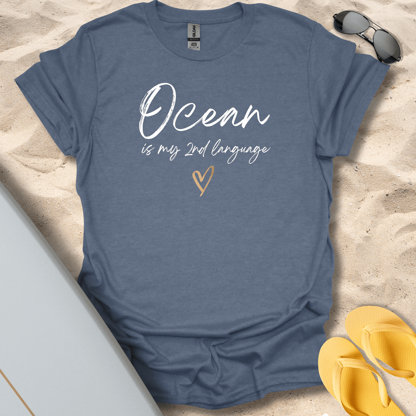 T-Shirt Heather Indigo / S Ocean Is My 2nd Language T-Shirt