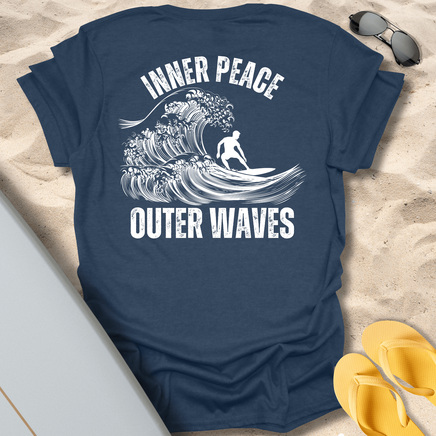 T-Shirt Heather Navy / S Inner Peace, Outer Waves T-Shirt