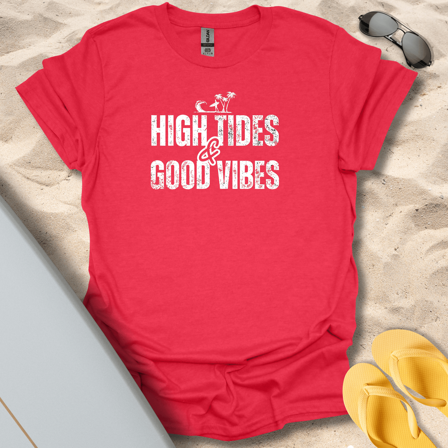 T-Shirt Heather Red / S High Tides and Good Vibes T-Shirt