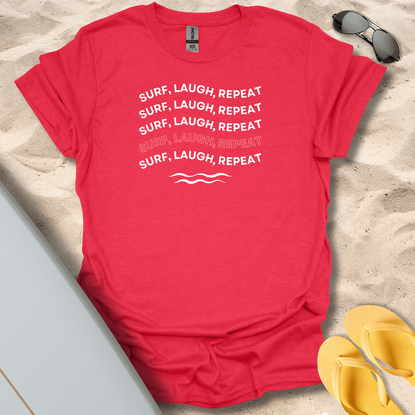 T-Shirt Heather Red / S Surf Laugh Repeat T-Shirt