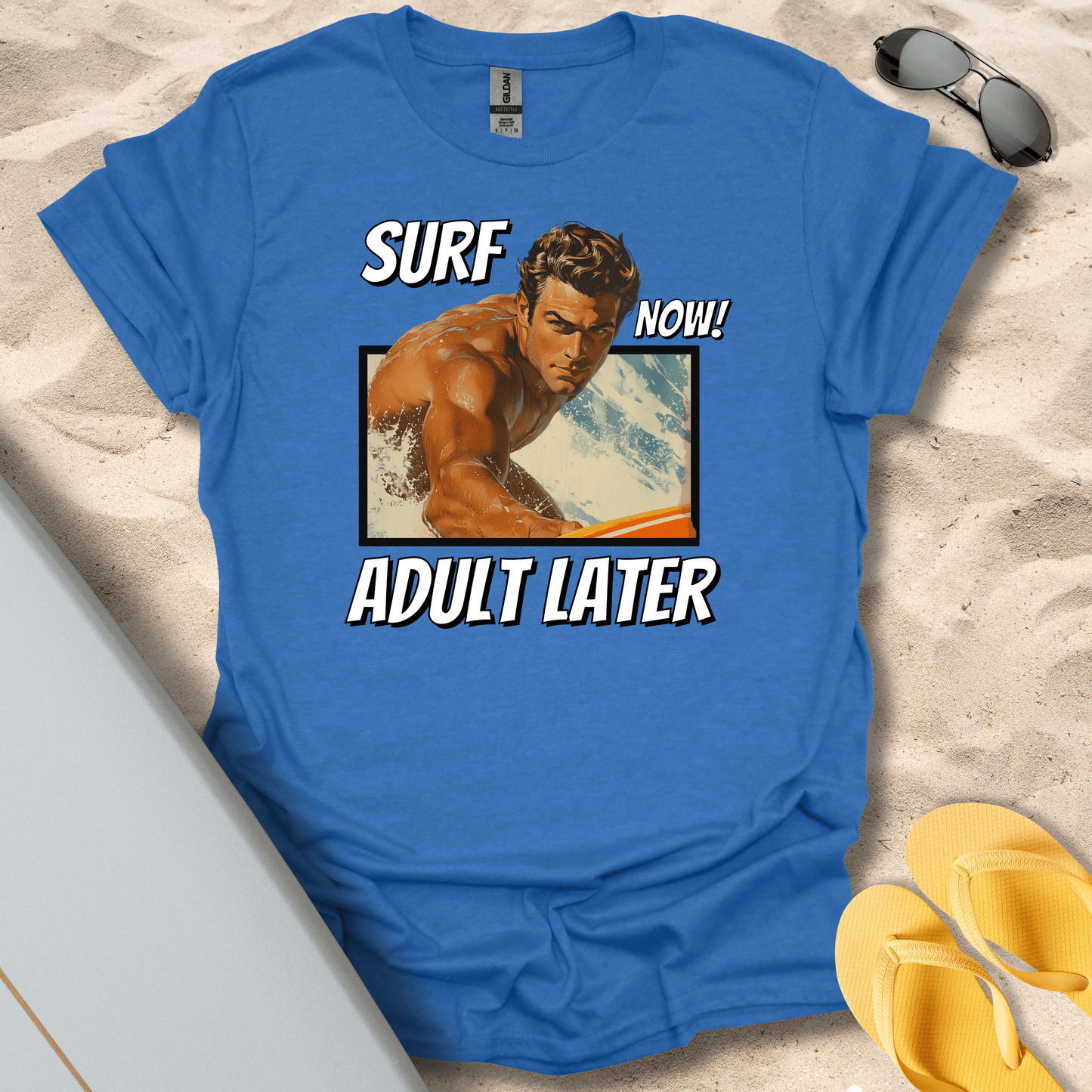 T-Shirt Heather Royal / S Surf Now, Adult Later (Him) T-Shirt