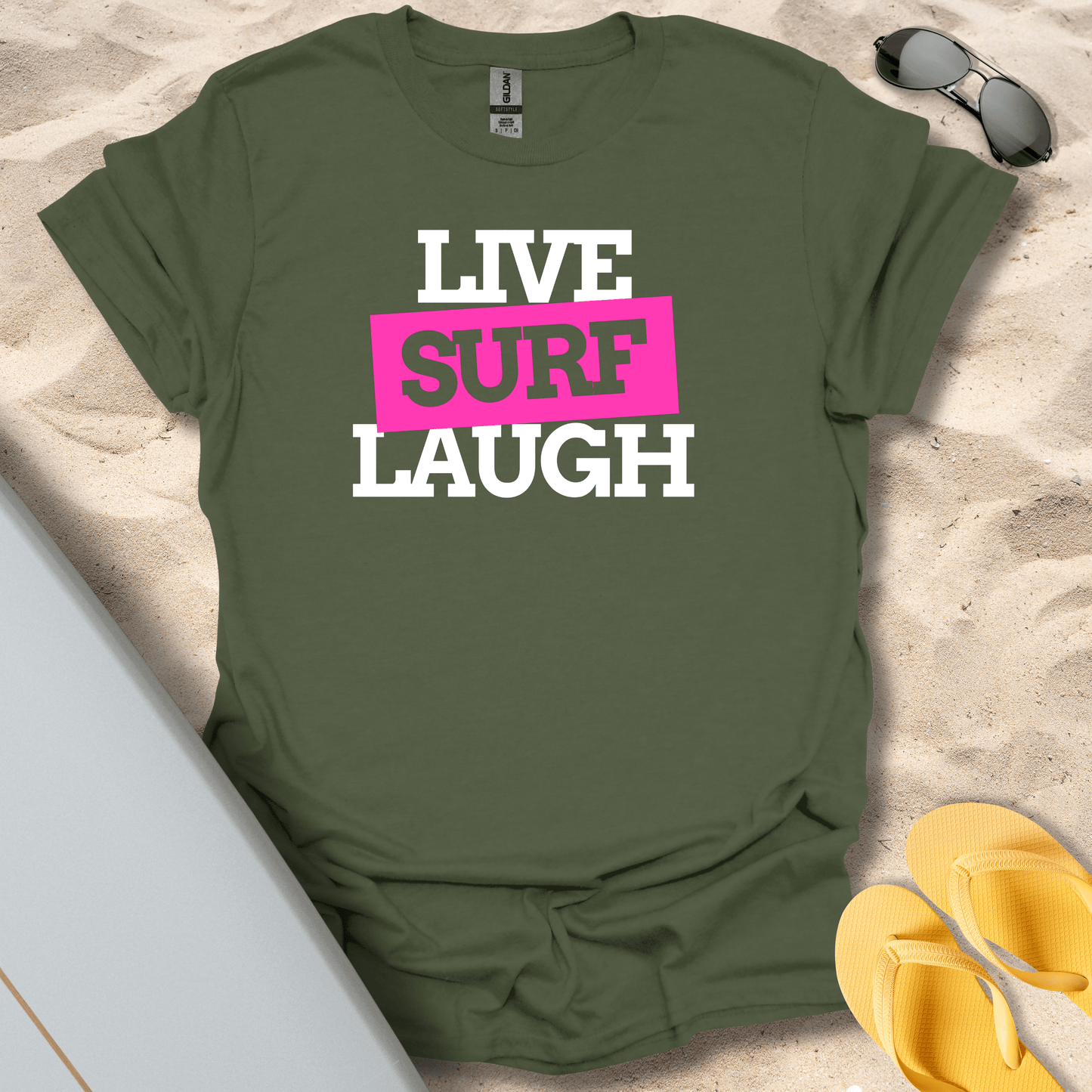 T-Shirt Military Green / S Live Surf Laugh T-Shirt