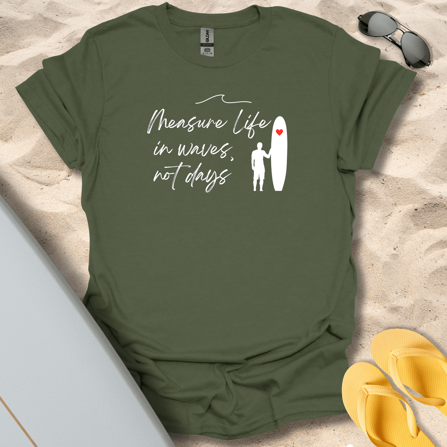 T-Shirt Military Green / S Measure Life In Waves T-Shirt