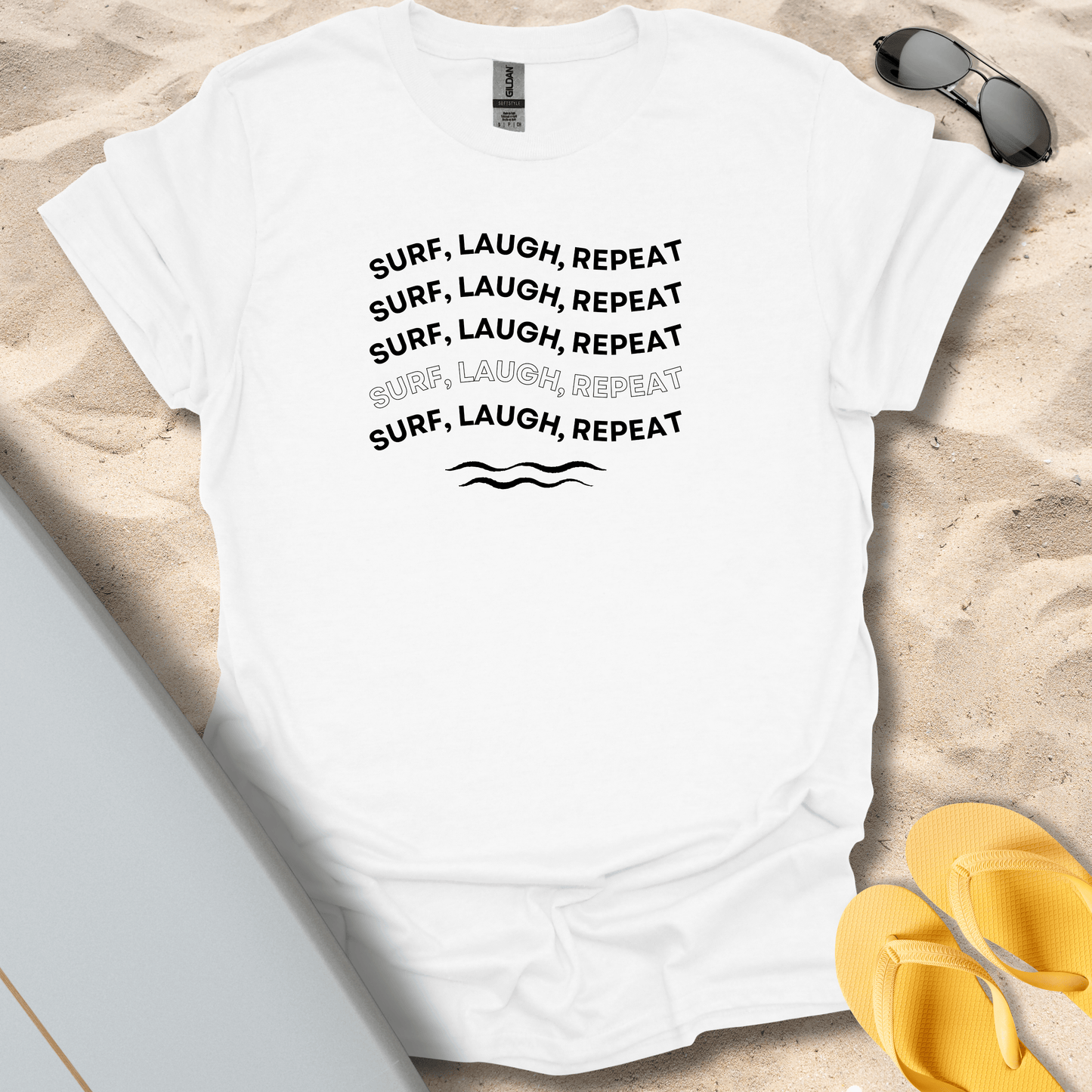 T-Shirt White / S Surf Laugh Repeat T-Shirt