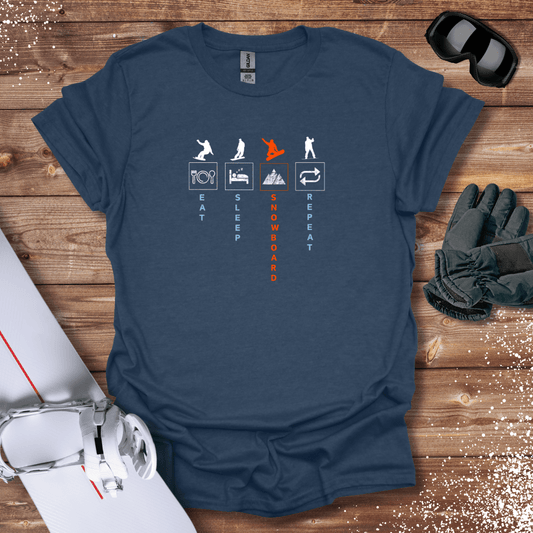 T-Shirt Heather Navy / S Eat, Sleep, Snowboard, Repeat T-Shirt