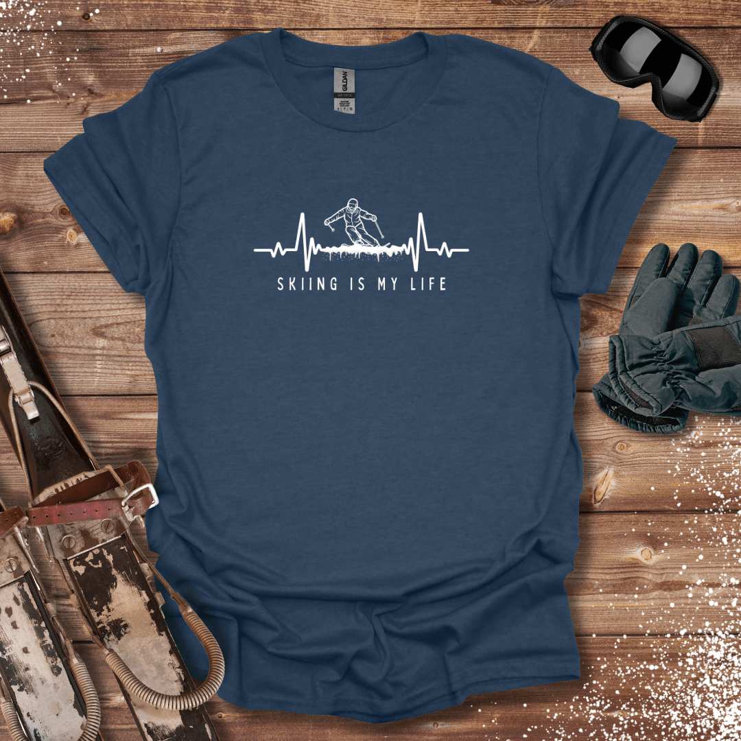 T-Shirt Heather Navy / S Skiing Is My Life T-Shirt